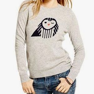 Cashmere Owl Pullover Sweater